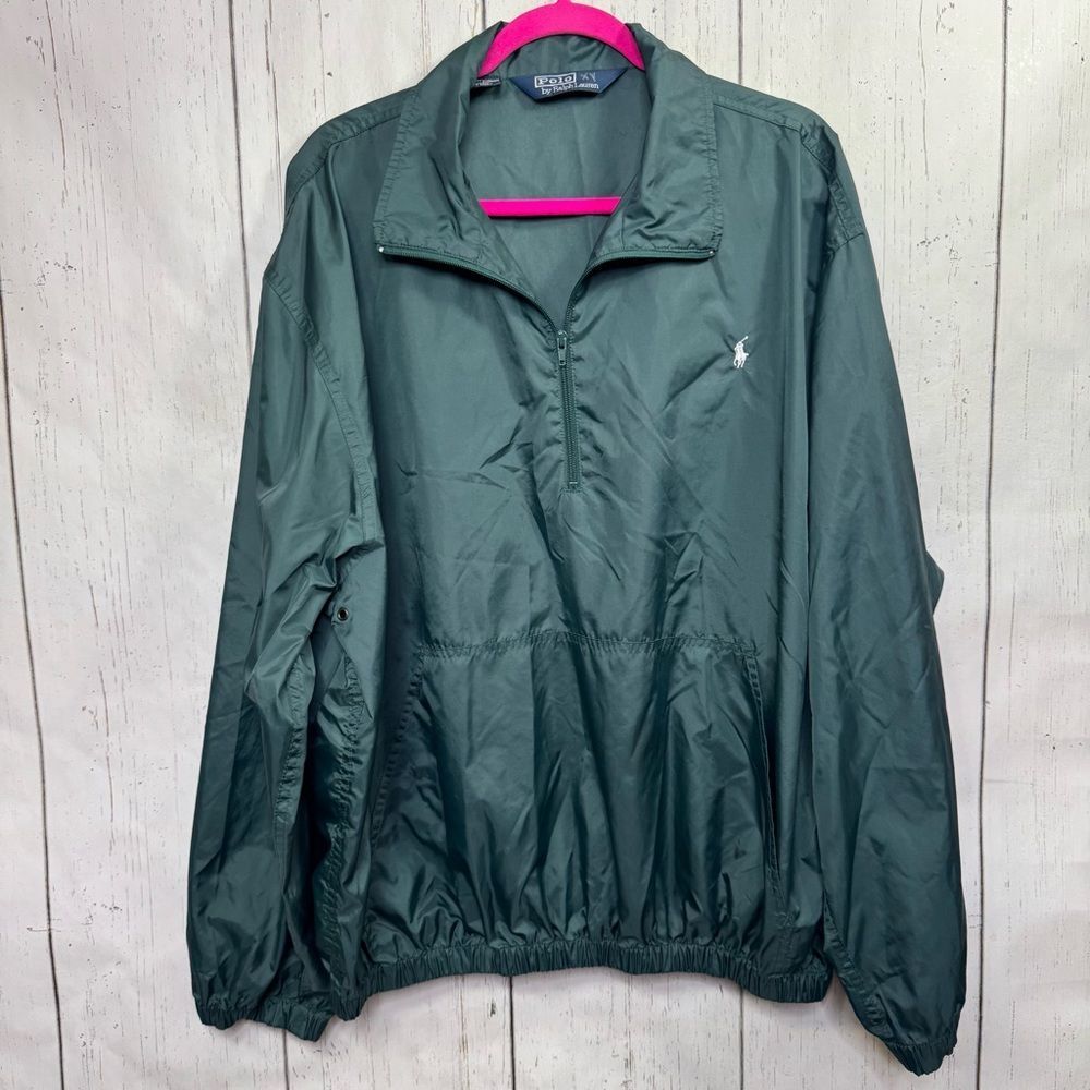 Vintage 90s Polo by Ralph Lauren Green Half Zip Windbreaker Mens XL Classic Gorp